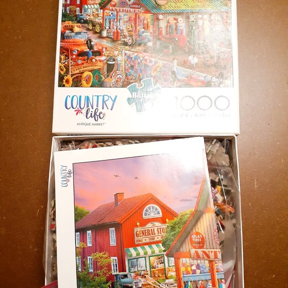 Buffalo Jigsaw Puzzle Antique Market 1000 Pieces Complete - Picture 7 of 7